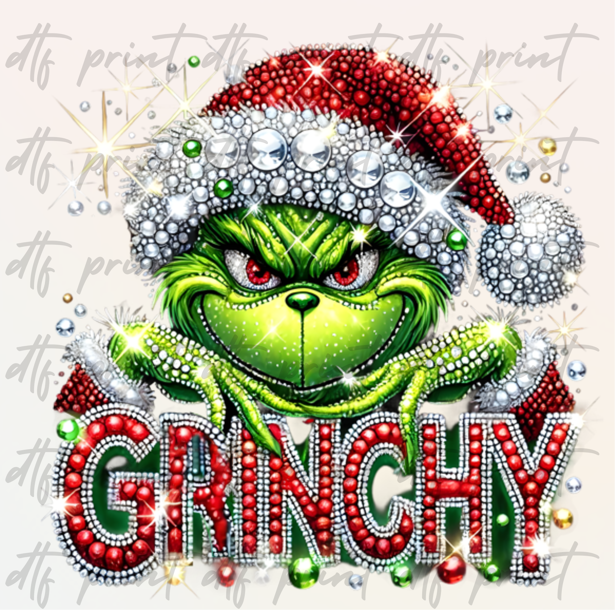 Faux Rhinestone Green Guy DTF PRINT Powers Print & Design