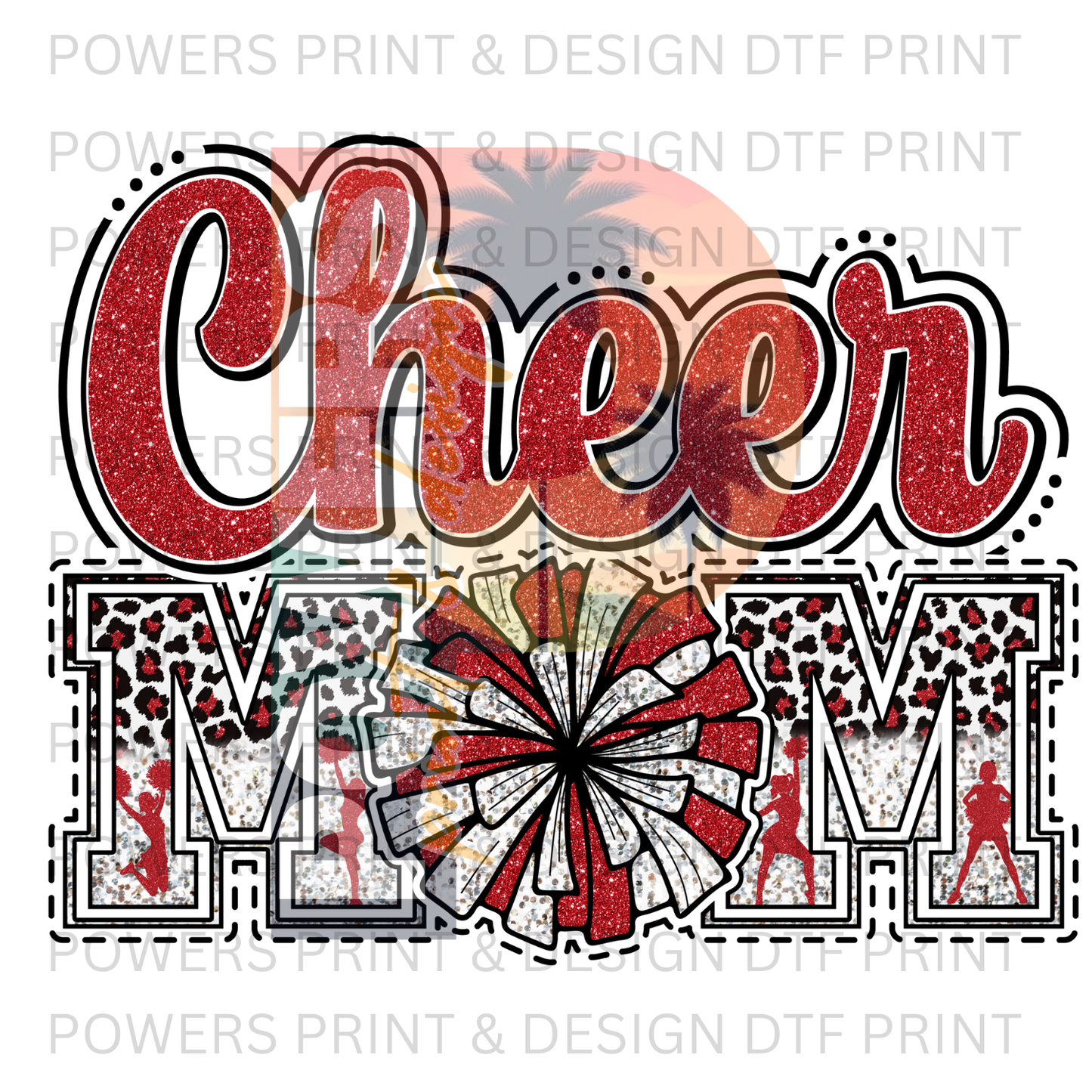 Cheer Mom Glitter and Leopard SINGLE DTF PRINT