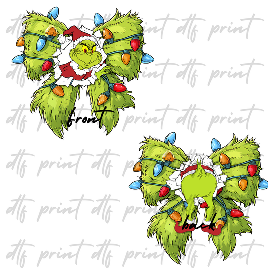 Green Guy Front and Back Bow SINGLE DTF PRINT
