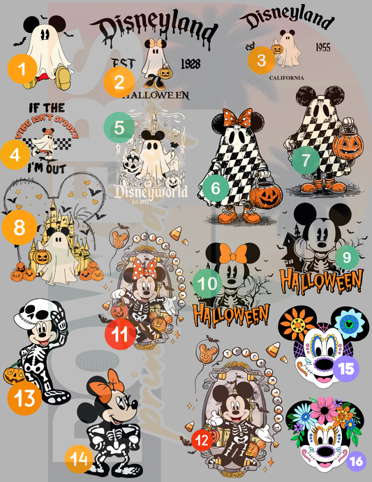 Mickey & Minnie Halloween Designs (Single DTF Print)