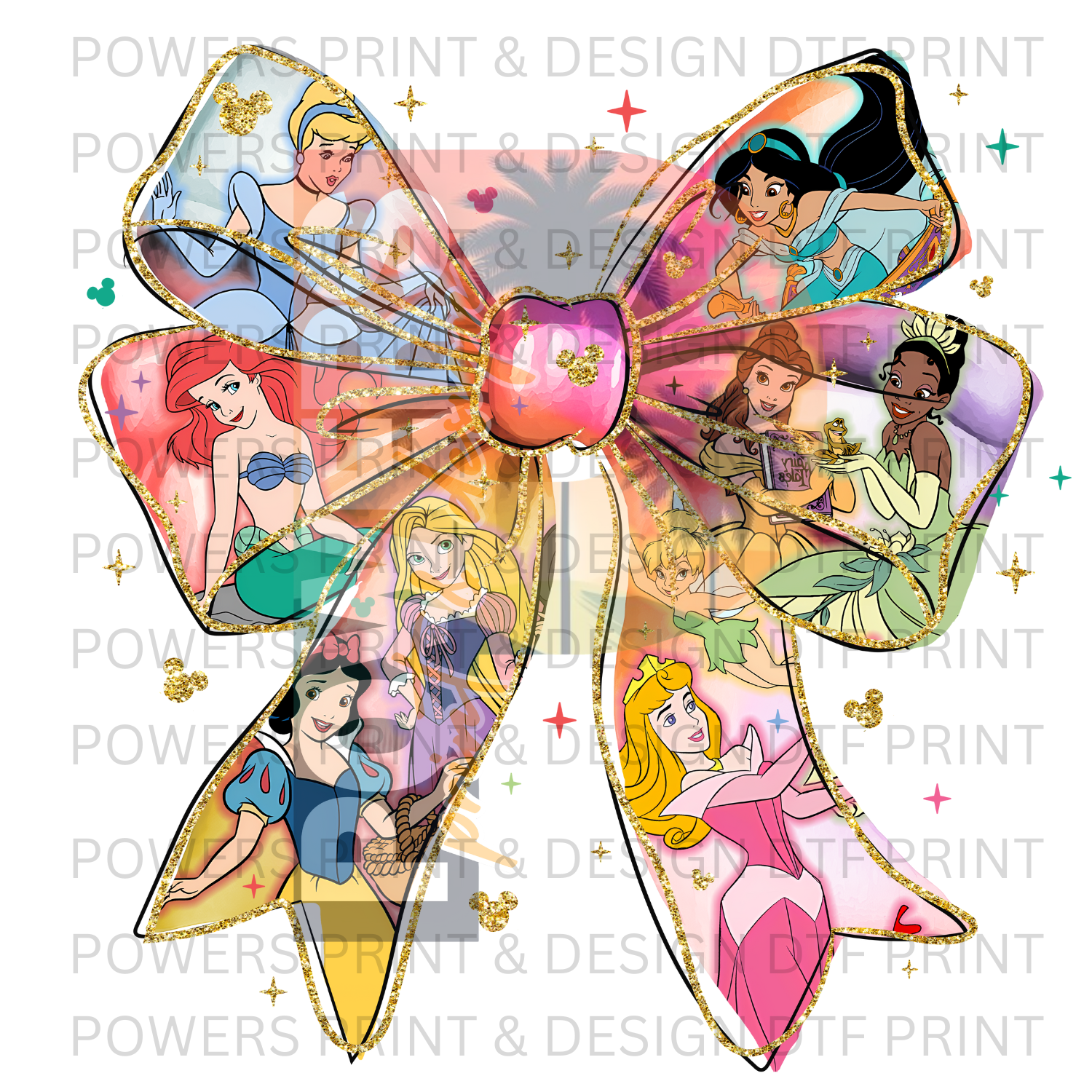 Bow Princess Move Disney Princess Bow SINGLE DTF PRINT – Powers Print & Design
