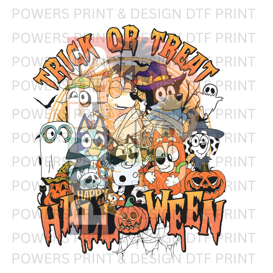 Bluey & Friends Halloween (Trick Or Treat) SINGLE DTF PRINT